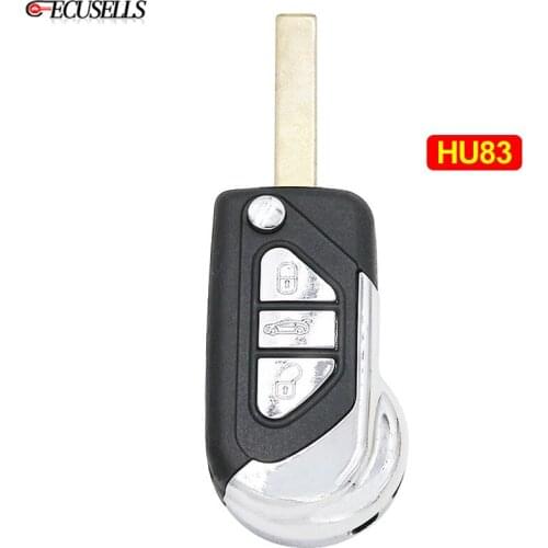 Modified 3 Button Flip Folding Remote Car Key Shell Case HU83 Uncut Blade for Peugeot / for Citroen with Battery Holder