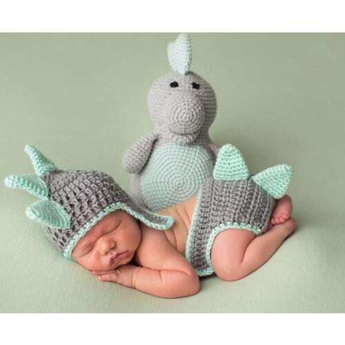Newborn Souvenir Children Knitting Dinosaur Photography Suit Newborn Baby Full Moon Wool Photo Clothing Studio Photography Props