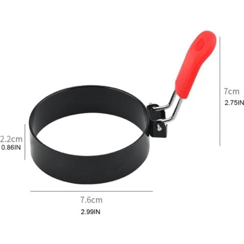 R2JC Omelette Ring Round Fried Egg Mold with Anti-Scald Silicone Handle Stainless Steel Pancake Mould Tool for frying Egg