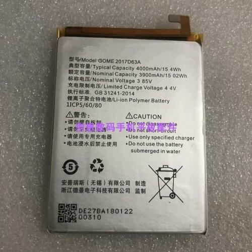 Original 4000mAh Battery For GOME s7 For GOME 2017D63A battery