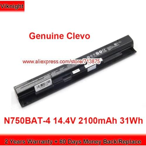 Genuine N750BAT-4 Battery 6-87-N750S-3CF1 for Clevo N750WU N750S 6-87-N750S-4EB2 14.4V 2100mAh 31Wh