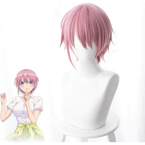 Five Equal Flowers Marriage / Bride Nakano Kasumi Purple Pink Flip Short Hair Cosplay Wig