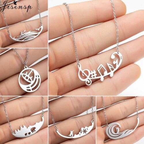 Simple Stainless Steel Necklaces for Women We've Got Music Charm Necklace Fashion Surfing Sports Jewelry Choker Men Accessories
