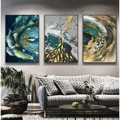 Nordic Simple Abstract Fish Group Posters and Prints Wall Art Print Canvas Painting Decorative Picture for Living Room Minimalis