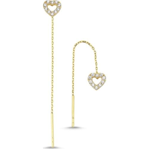 14k (585) Gold Mini Heart Eardrops Earrings