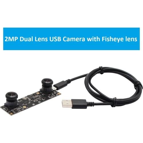 ELP 2MP Full HD Wide Angle dual Fisheye lens 180degree 0.1Lux High Speed 30fps OTG UVC USB Camera Module for 3D Machine Vision
