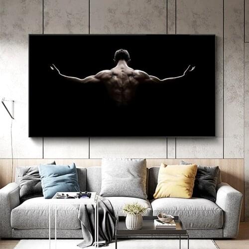 Nordic Black White Figures Wall Art Canvas Painting Posters Prints Bodybuilding Wall Picture for Living Room Modern Home Decor