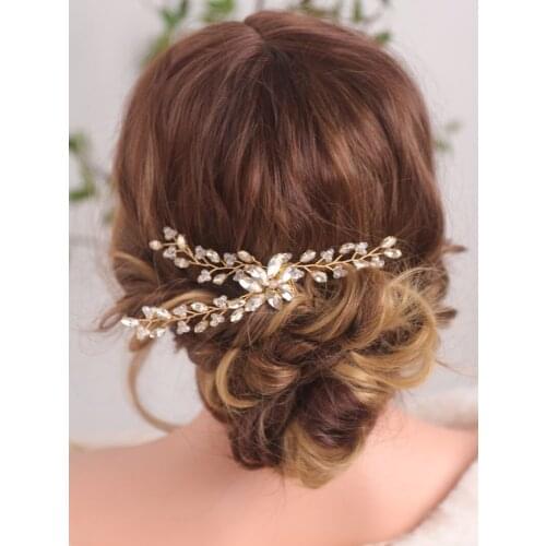 Rhinestones Bride to be Hair Accessories Gold Shiny Wedding Headwear Handmade Flower Crown Banquet party for women