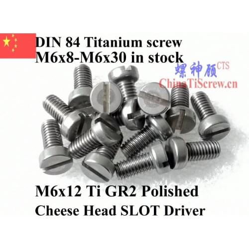 Titanium screws M6X16 DIN 84 Slot Driver Ti GR2 10 pcs