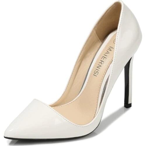 Womens shoes pointed toe high heels pump patent leather ladies work and career high heels black yellow green size 35-47