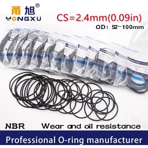 5PCS/lot Black NBR Sealing O-Ring CS2.4mm Thickness OD52/55/60/62/65/70/75/80/85/90/95/100*2.4mm ORing Seal Rubber Gasket Washer