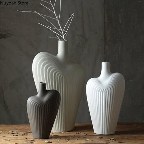 Simple Abstract Ceramic Vase Home Decoration Dried Flower Flower Arrangement Accessories Living Room Decoration Ornaments Vase