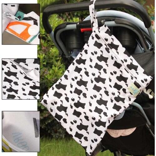 Waterproof Reusable Wet Printed Pocket Nappy Bags Travel Stroller Storage Dry Bags 30*40cm Diaper Bag