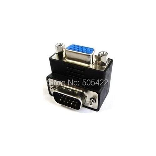 High Quality VGA 15 Pin Male To Female M/F 90 degree Right Angle Adapter Cord Monitor Connector Adapter