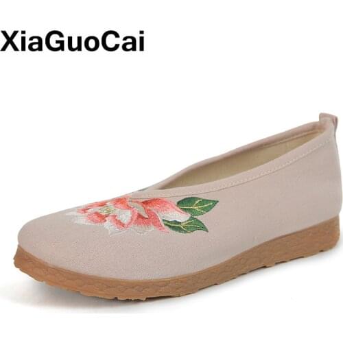 Spring Autumn Women Shoes Comfortable Breathable Embroidered Cloth Flat Ladies Footwear National Style Female Shoes Loafers