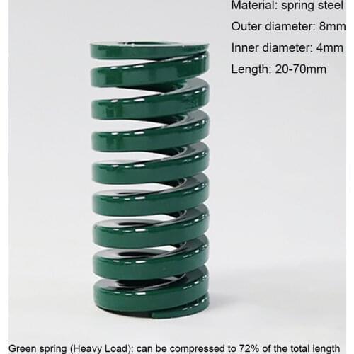 1Pcs Green Die-Spring Compression Stamping Mold Heavy Load Spring Outer Diameter 8mm x Inner Diameter 4mm x Length 20-70mm