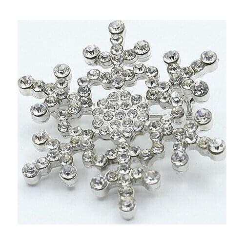 10 pieces/lot Rhinestone Snowflake Brooch Pins Women Men Gold Silver Plated Crystal Snow Brooches Zircon Jewelry For Clothes