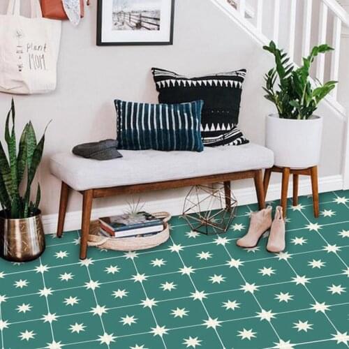 10pcs Waterproof Bathroom Livingroom Floor Tile Stickers Adhesive PVC Retro Sticker Non-Slip DIY Home Decor 10/15/20/30cm