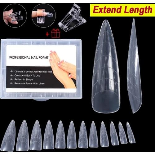 120pcs Clear Dual Forms Nail System Full Cover Nail Extension DIY Nails Accessoires Manicure Tools Quick Building Gel Mold Tips