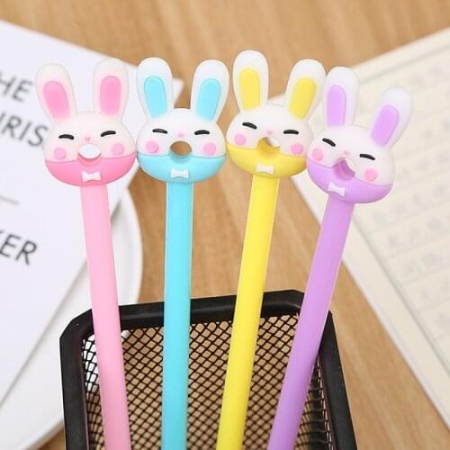 20 PCs Cartoon Rabbit Eared Ice Cream Gel Pens Set Cute Student Creative Stationery Office School Supplies Gifts Prize Wholesale