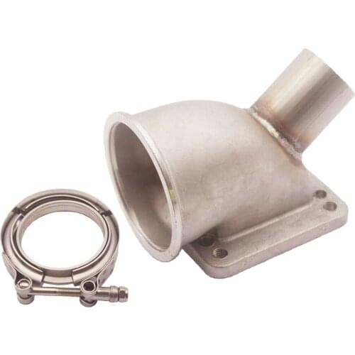 3 inch Turbo Elbow Adapter V band Flange and Clamp Kit with 1.75" OD Wastegate Tube Welded On the Side