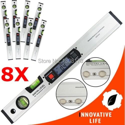 8 x pieces Digital Angle Finder Spirit Level Digital Level Angle Finder Tool Upright with Magnets Inclinometer 360 Degree Range