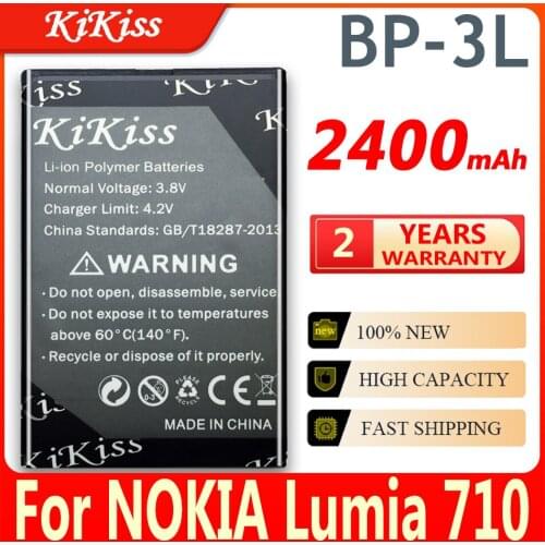 KiKiss Mobile Phone 2400mAh Battery BP-3L For NOKIA Lumia 710 510 603 303 603 610 3030 BP 3L BP3L Rechargeable Batteries