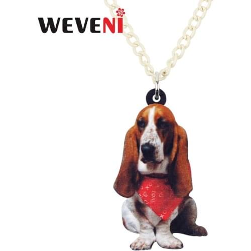 WEVENI Acrylic Elegant Sitting Scarf Basset Hound Dog Necklace Pendant Chain Choker Anime Bijoux Jewelry For Women Girls Femme