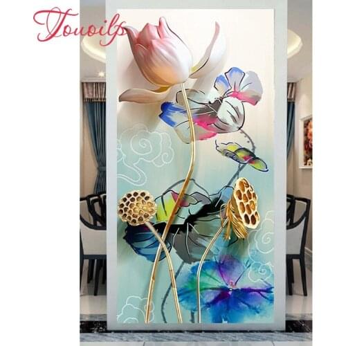 5D DIY Diamond embroidery Lotus painting pictures Full Mosaic kit spuare&Round rhinestone flower Diamond Painting cross stich