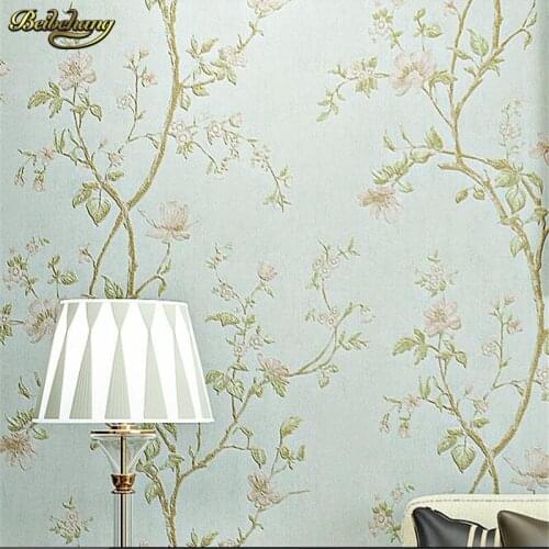 Beibehang American rural pastoral flowers 3d three - dimensional non - woven wallpaper bedroom bedroom full of living room