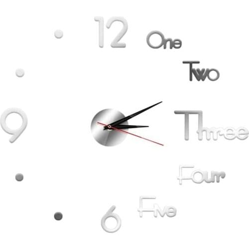 Large DIY Wall Clock 3D Frameless Silent Non Ticking Black Round Battery Operated Modern Wall Clocks Decor for Office