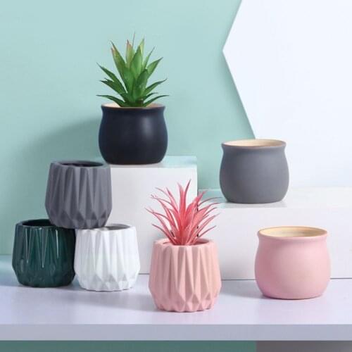 Flowerpot Succulent Flower Pot Home Garden Balcony Decor European Style Simple Pure Color Flowerpot Ceramic Bonsai Pot