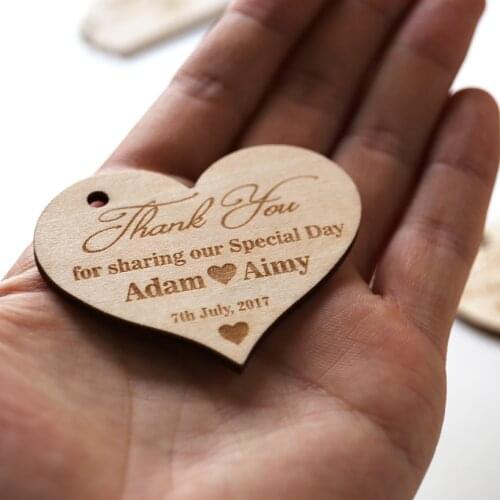 Wood Heart Thank you wedding tags,rustic Wedding favor , Wedding tags,wooden favor decorations