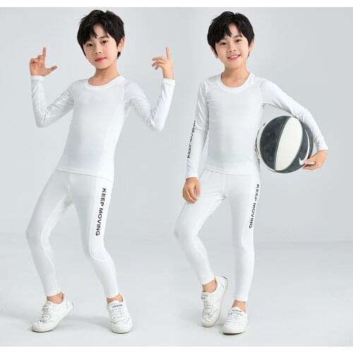 Childrens Compression Set, Running Sportswear, T-Shirt and Leggings, Boys Tracksuit for Children, Basketball Training Clothes