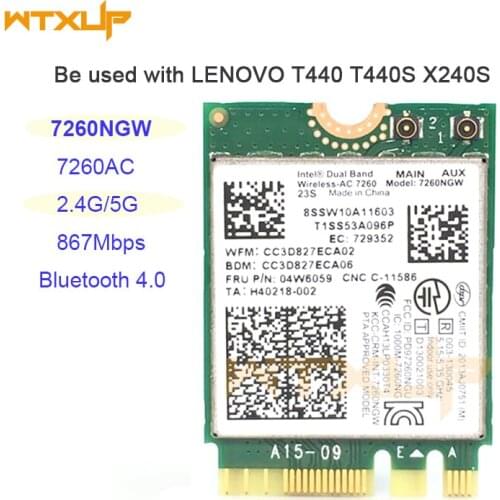 Dual Band for Intel Wireless-AC 7260 7260AC WiFi+BT 4.0 CARD For Lenovo T440 T440S X240S FRU 04W6059 2.4G/5G NGFF wifi ADAPTER