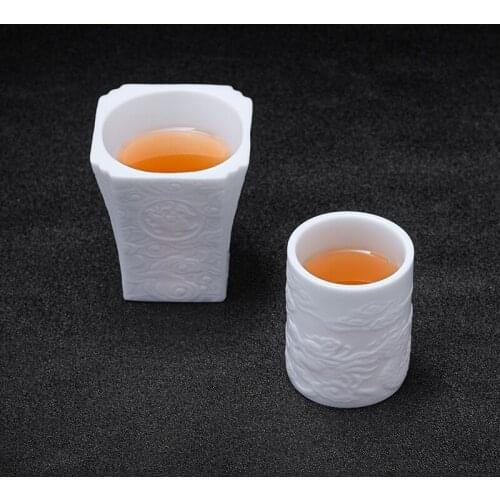 Seal Cup Tea Cup Master Cup Sheep Fat Jade Ceramic Whiteware Plain Burning Individual Cup Single Cup