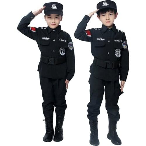 Children Halloween Policeman Costumes Kids Carnival Party Police Uniform 110-160cm Boys Army Policemen Cosplay Clothing Sets
