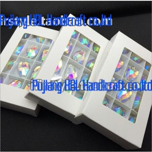 Crystals AB 16x25mm 60pcs Teardrop Glass Sew On Stones Flat back Wedding Decoration Casual Dresses Rhinestones