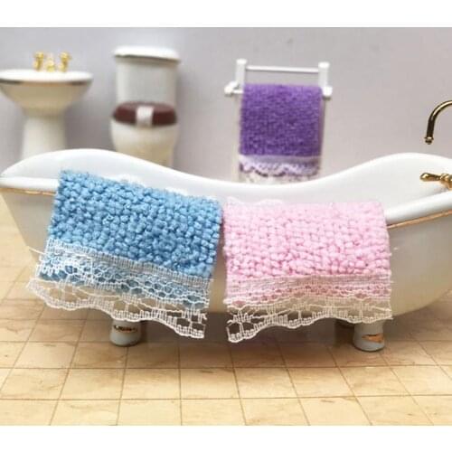 1/12 Mini Bathroom Hand Towel Model Toys Dollhouse Miniature Accessories Diy Furniture Toy