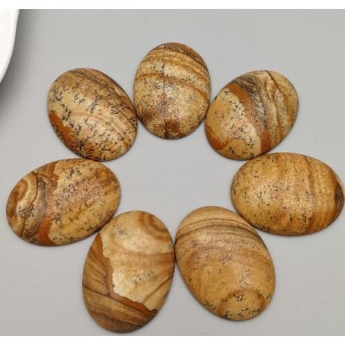 Fashion Natural picture stone beads no hole charms 30x40mm Oval CAB CABOCHON for jewelry making 10pcs/lot