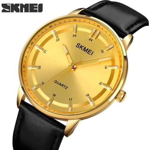 Watches Men SKMEI Casual Leather Quartz Mens Watch Top Brand Luxury Business Clock Male Sport Waterproof Date Chronograph reloj