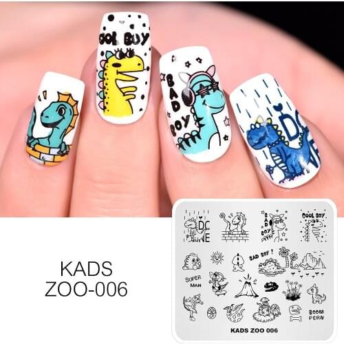 Nail Art Stamping Templates Zoo Theme Cute Dinosaur Design Nail Plate for Stamping Nail Printing Stainless Steel Stencil Plate