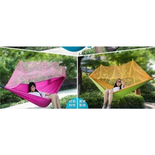 Wholesale Multi-purpose 260*140CM 210T Polyester Swing chairs outdoor hammock with Anti-mosquito nets