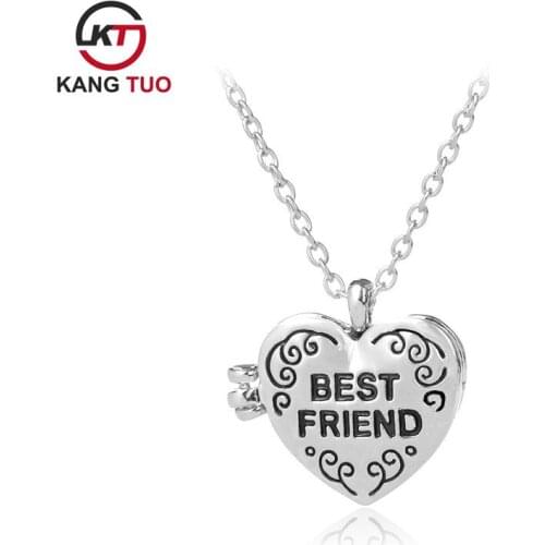 Best Friends Necklace Loving Heart Shaped Box Necklace Can Open For Friends Gift 12PCS/LOT