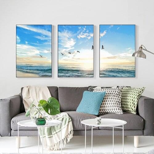 Blue sea view modern still life Botany posters canvas Home decoration rpainting Printing modern posters Landscape painting