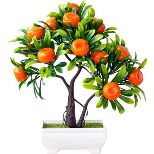 Plastic Artificial Orange Tree Bonsai Faux Plant Fake Potted Flower Home Office Garden Decor