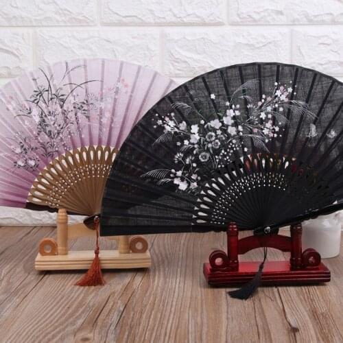 Chinese Craft Hand Wood Fan Stand Display Base Holder Home Decor Room Decoration Y5JC