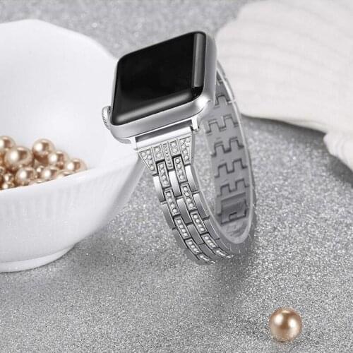 Luxury Diamond Strap For Apple Watch Band 38mm 42mm iwatch band 40mm 44mm Series 6 5 SE 4 3 2 1 Women Stainless steel Bracelet