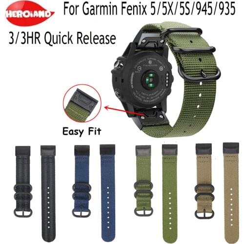 New Nylon Canvas 20 22 26MM Quick Release Watchband For Forerunner 935/945 Wriststrap for Garmin Fenix 5X 5 5S Plus S60 3/3HR