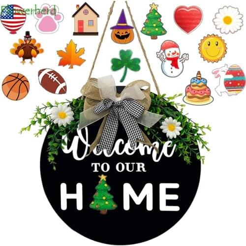 Christmas Decorations Welcome Wooden Pendants Home Decoration Wooden Listing Independence Holiday Welcome House DIY Replaceable